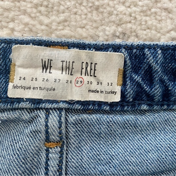WE THE FREE Blue Harvey Distressed Button Denim Mini Skirt - Picture 4 of 12